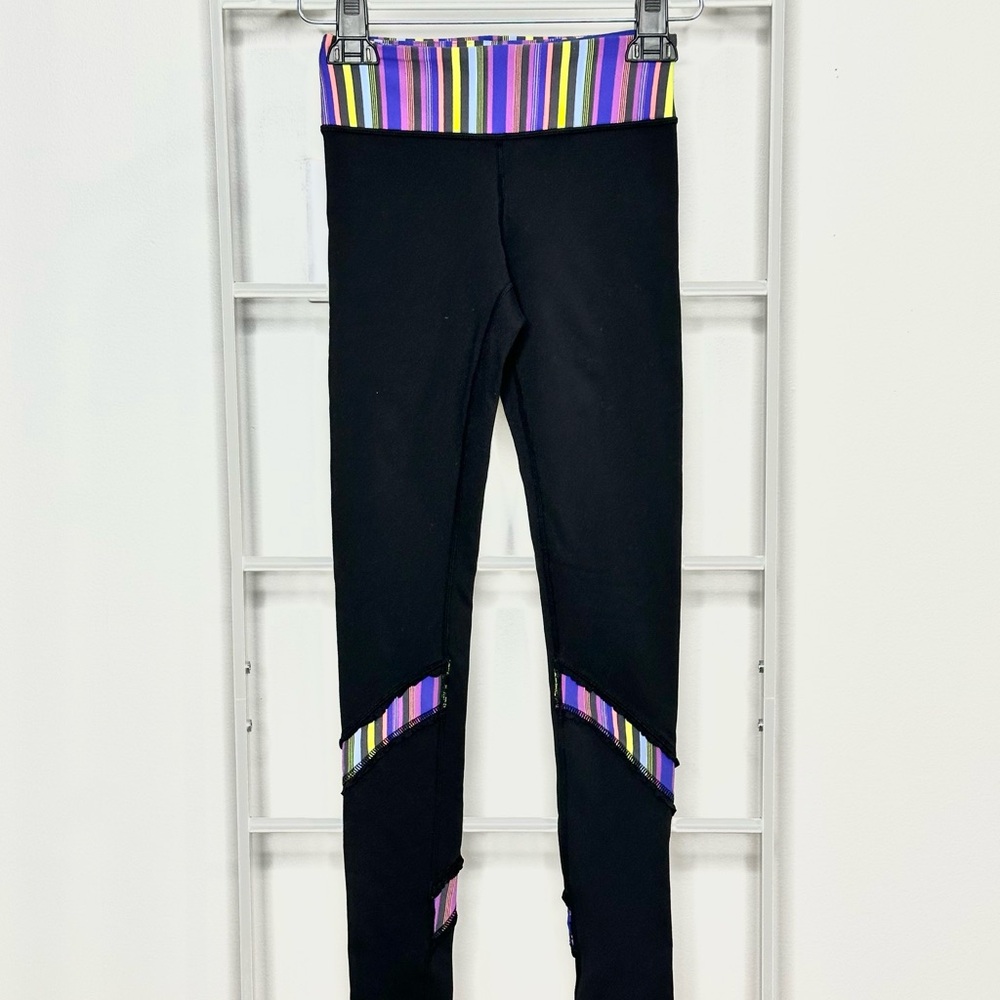 lululemon athletica Black Leggings with Colorful Stripes